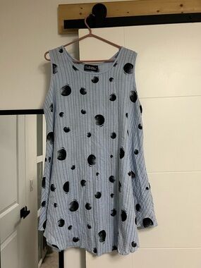 Cherie Bliss Chic & Playful Light Blue Polka Dot Tank Dress